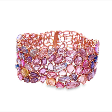 "Previously Loved" - 14kr - 48cttw - Multicolor Sapphire Gemstone Bracelet - 40.6 dwt