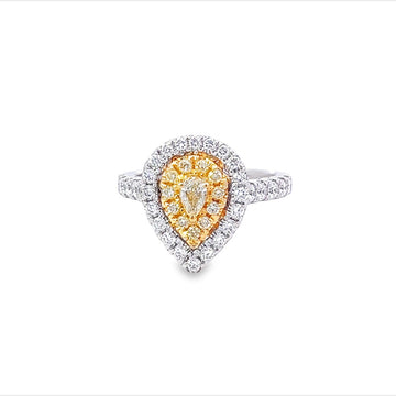 "Previously Loved" - "Effy" - 18kwy - 1.40cttw - Yellow Dia Halo Ring - Size 8 - 4.2 dwt