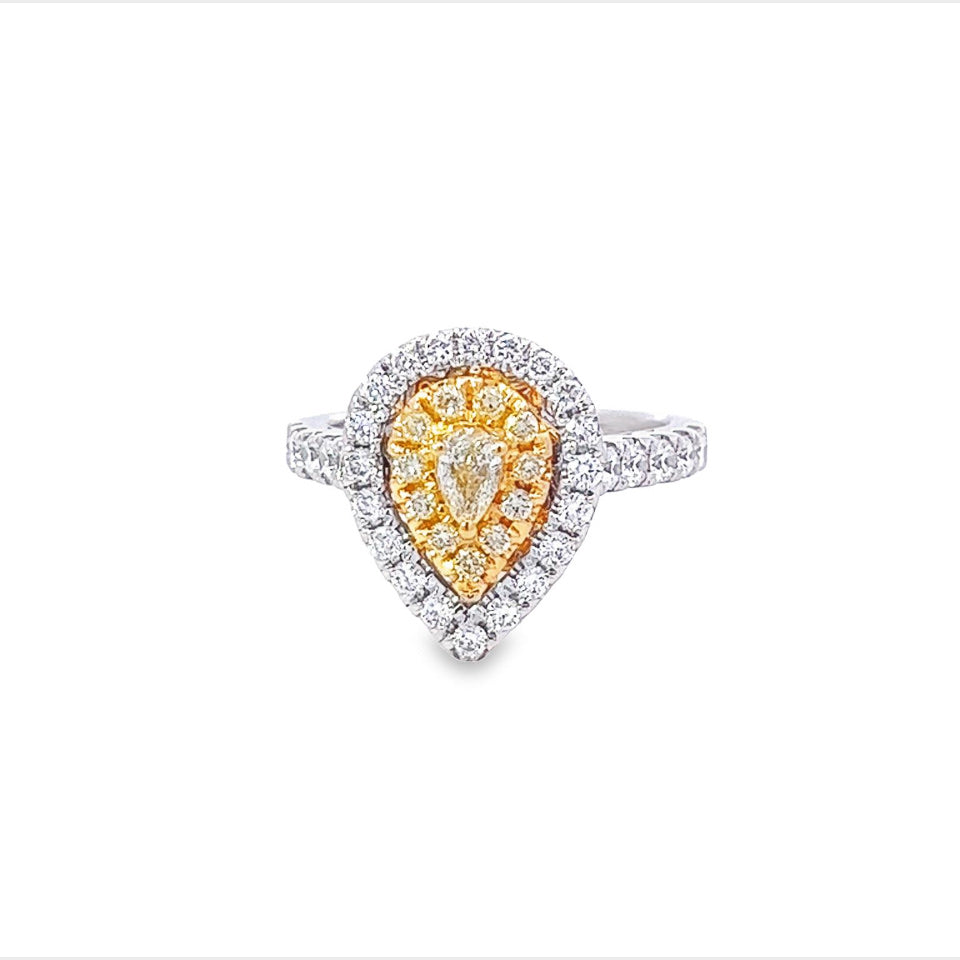 "Previously Loved" - "Effy" - 18kwy - 1.40cttw - Yellow Dia Halo Ring - Size 8 - 4.2 dwt