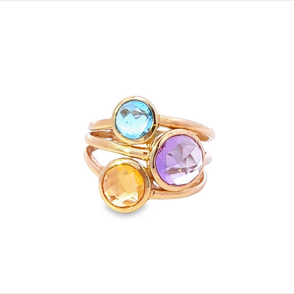 Previously Loved Three Stone Bezel Gemstone Ring