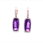 Previously Loved Amethyst and Diamond Halo Dangle Earrings - Carter's Collective Fine Jewelry