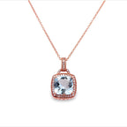 "Previously Loved" - 14kr - 2.26cttw - Aquamarine & Dia Halo Necklace - 18" - 2.8 dwt