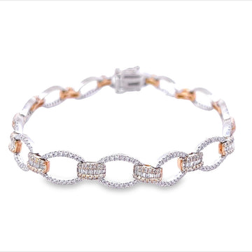 "Previously Loved" - 14kwy - 2.30cttw - Baguette Accent Dia Link Bracelet - 7" - 7.3 dwt