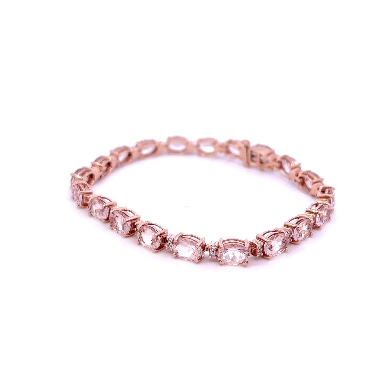 "Previously Loved" - 14kr - 12.30cttw - Morganite & Diamond Bracelet - 7" - 7.9 dwt