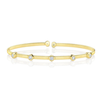 14K Yellow Gold Diamond Station Bezel Bangle, 0.32 CTTW