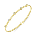 14K Yellow Gold Diamond Station Bezel Bangle, 0.32 CTTW