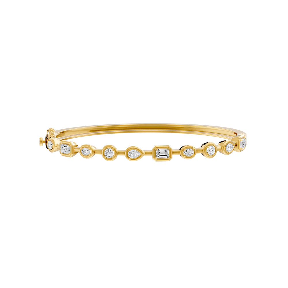 Lab Grown Diamond Multi Shape Faux Bezel Bangle, 1.65 CTTW - Carter's Collective Fine Jewelry