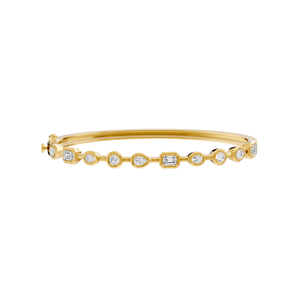 Lab Grown Diamond Multi Shape Faux Bezel Bangle, 1.65 CTTW - Carter's Collective Fine Jewelry