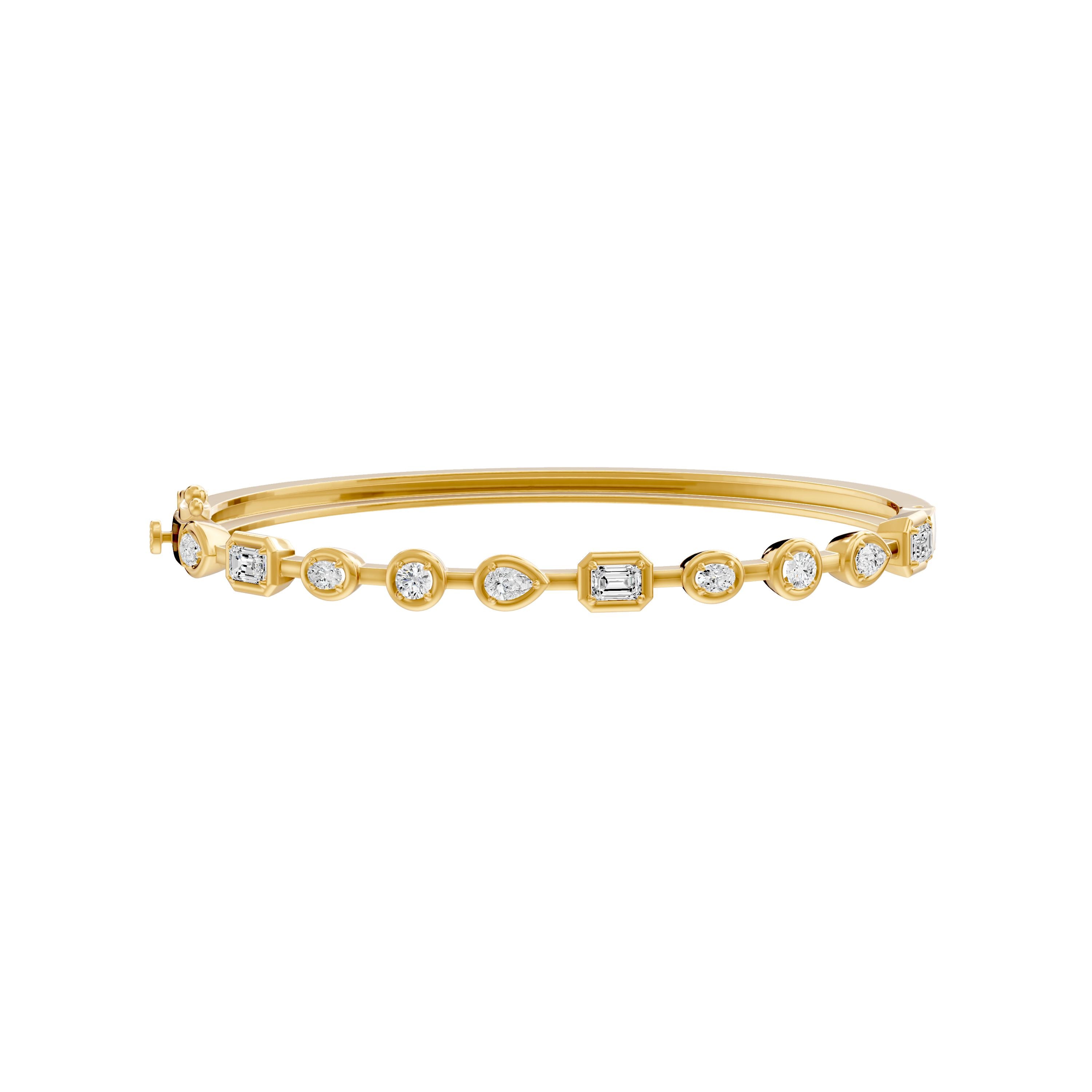 Lab Grown Diamond Multi Shape Faux Bezel Bangle, 1.65 CTTW - Carter's Collective Fine Jewelry