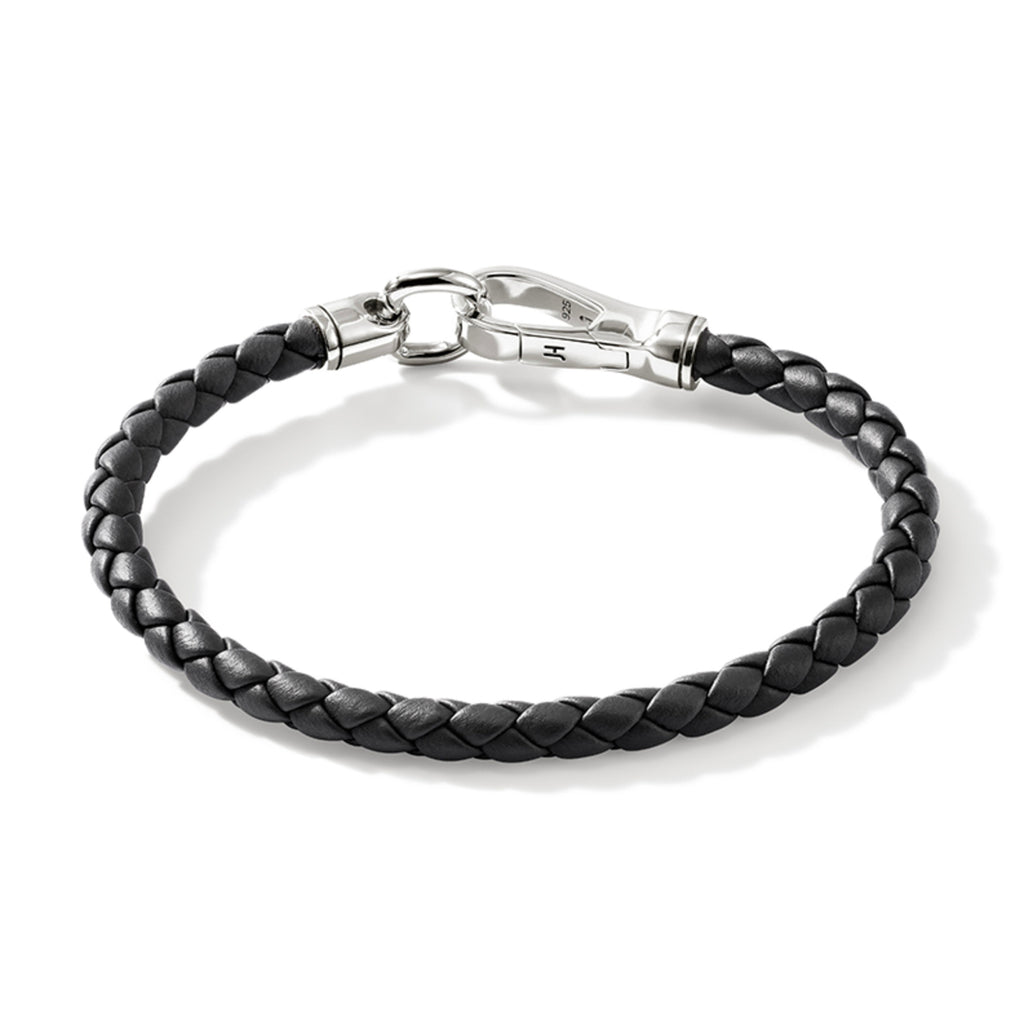 John Hardy Hook Clasp Bracelet, Leather & Silver, 5MM - Carter's Collective Fine Jewelry