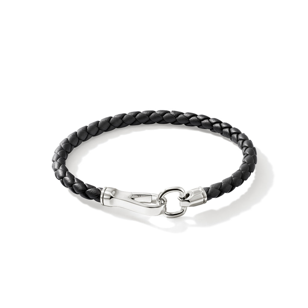 John Hardy Hook Clasp Bracelet, Leather & Silver, 5MM - Carter's Collective Fine Jewelry