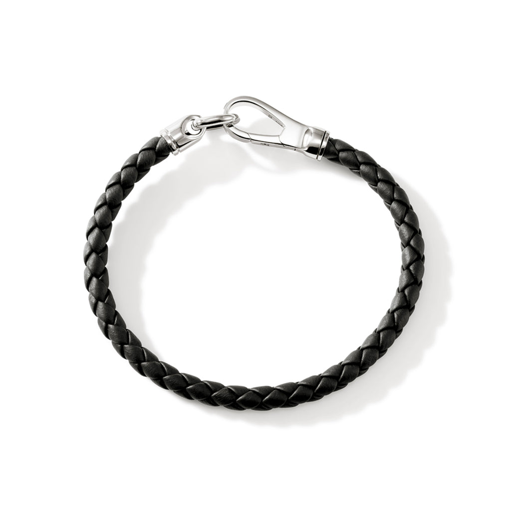 John Hardy Hook Clasp Bracelet, Leather & Silver, 5MM - Carter's Collective Fine Jewelry