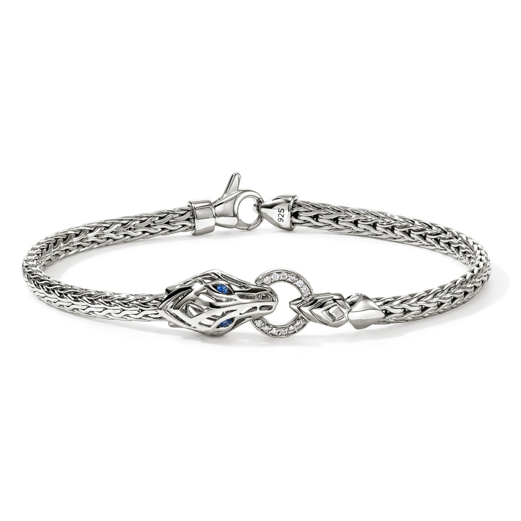 John Hardy Naga Bracelet, Diamonds & Blue Sapphire, 0.04 CTTW - Carter's Collective Fine Jewelry