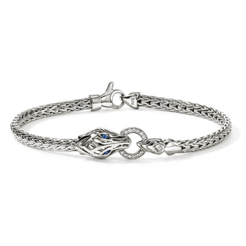 John Hardy Naga Bracelet, Diamonds & Blue Sapphire, 0.04 CTTW - Carter's Collective Fine Jewelry