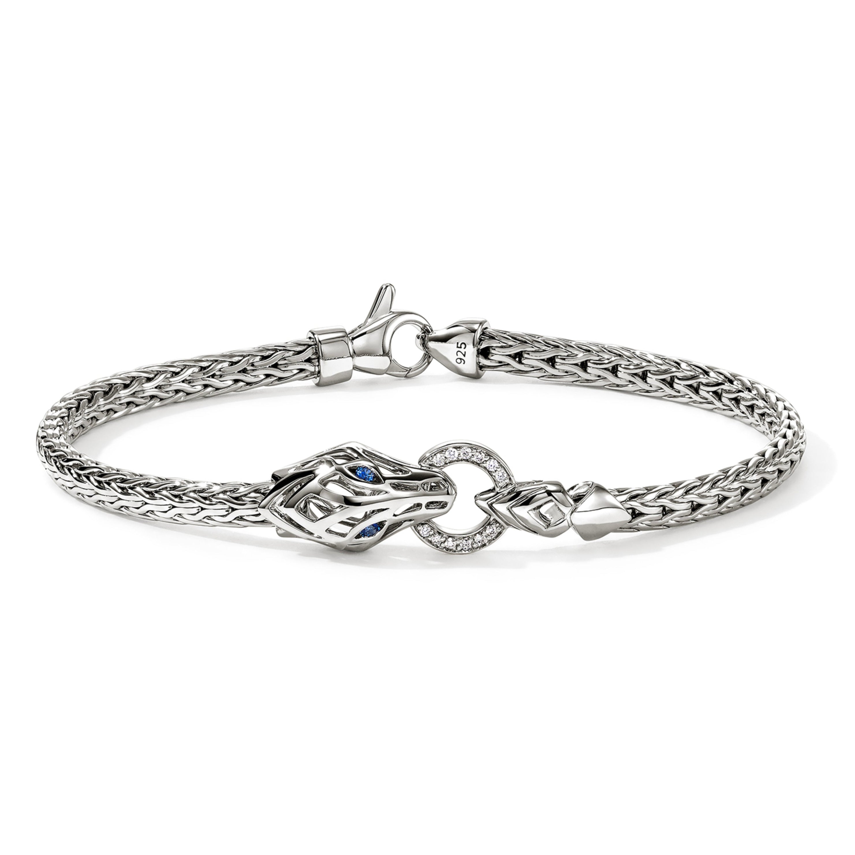 John Hardy Naga Bracelet, Diamonds & Blue Sapphire, 0.04 CTTW - Carter's Collective Fine Jewelry