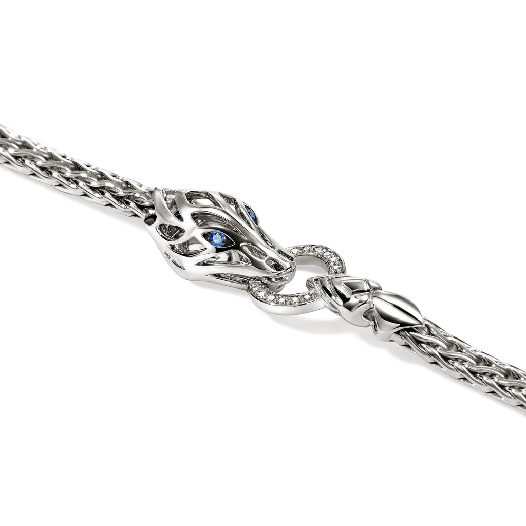 John Hardy Naga Bracelet, Diamonds & Blue Sapphire, 0.04 CTTW - Carter's Collective Fine Jewelry