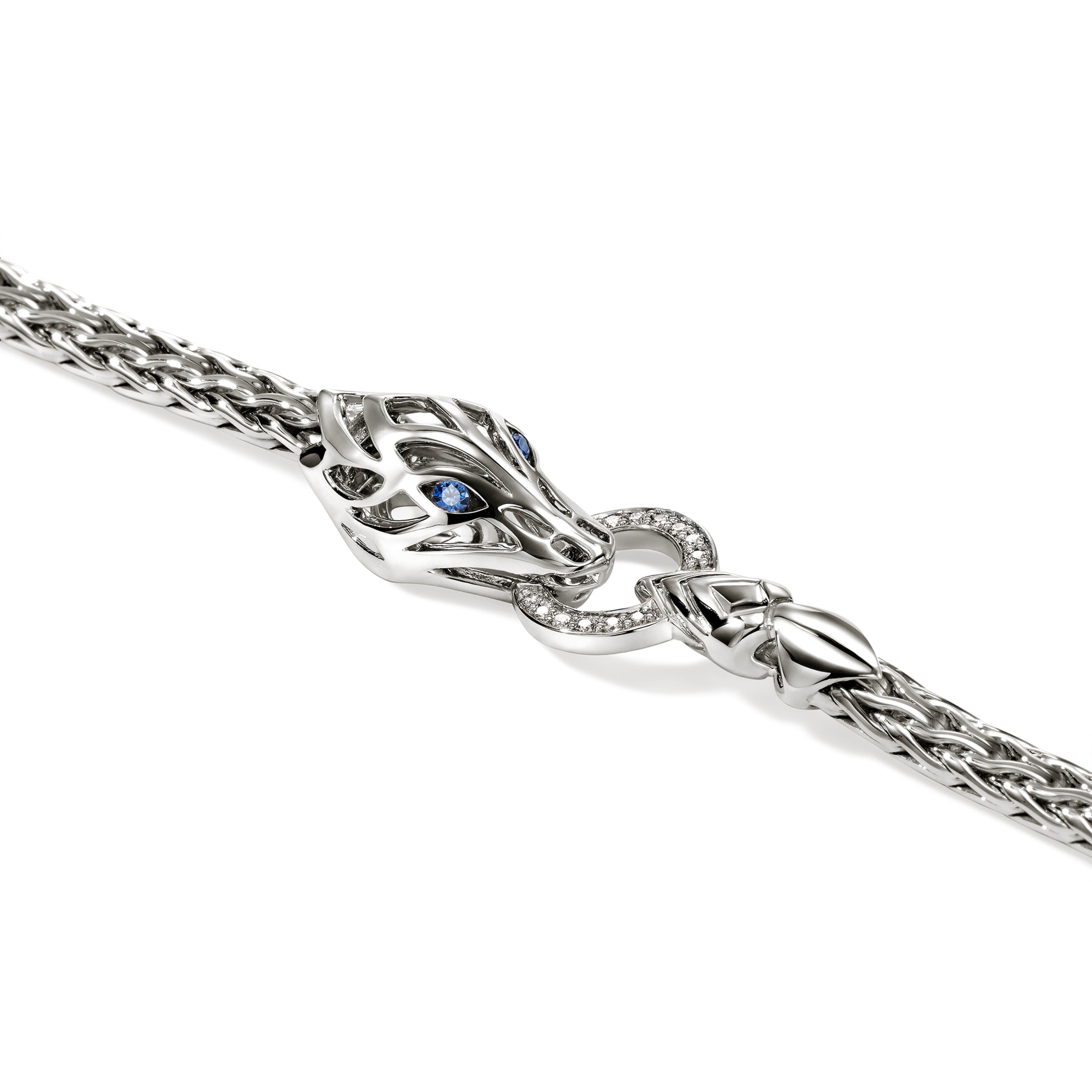 John Hardy Naga Bracelet, Diamonds & Blue Sapphire, 0.04 CTTW - Carter's Collective Fine Jewelry