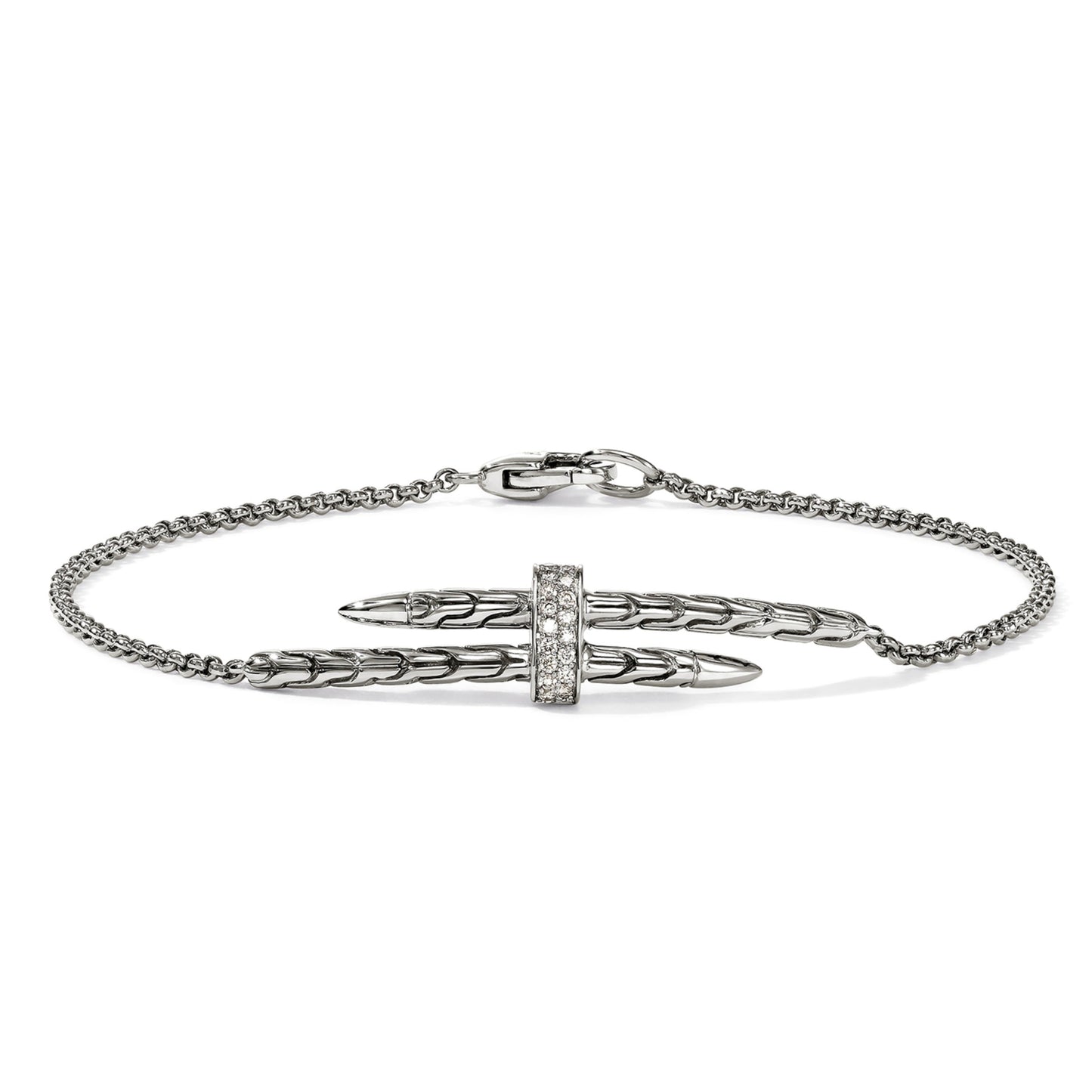 John Hardy Spear Station Bracelet, Diamonds, 0.08 CTTW - Carter's Collective Fine Jewelry