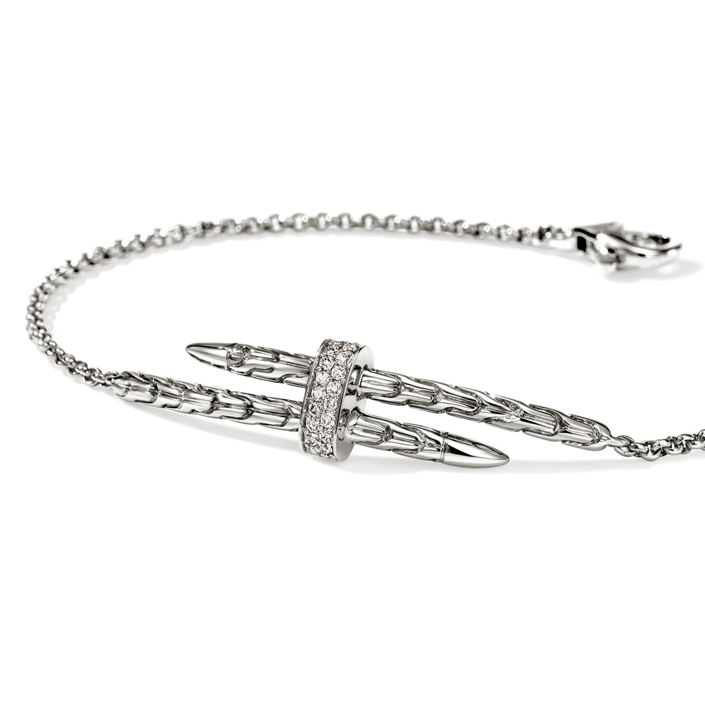 John Hardy Spear Station Bracelet, Diamonds, 0.08 CTTW - Carter's Collective Fine Jewelry