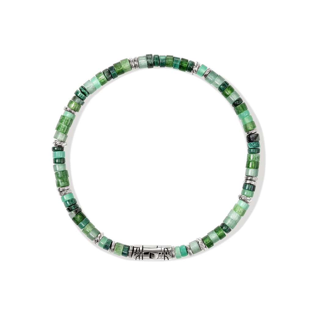 John Hardy Heishi Bracelet, Hardstones & Emeralds - Carter's Collective Fine Jewelry
