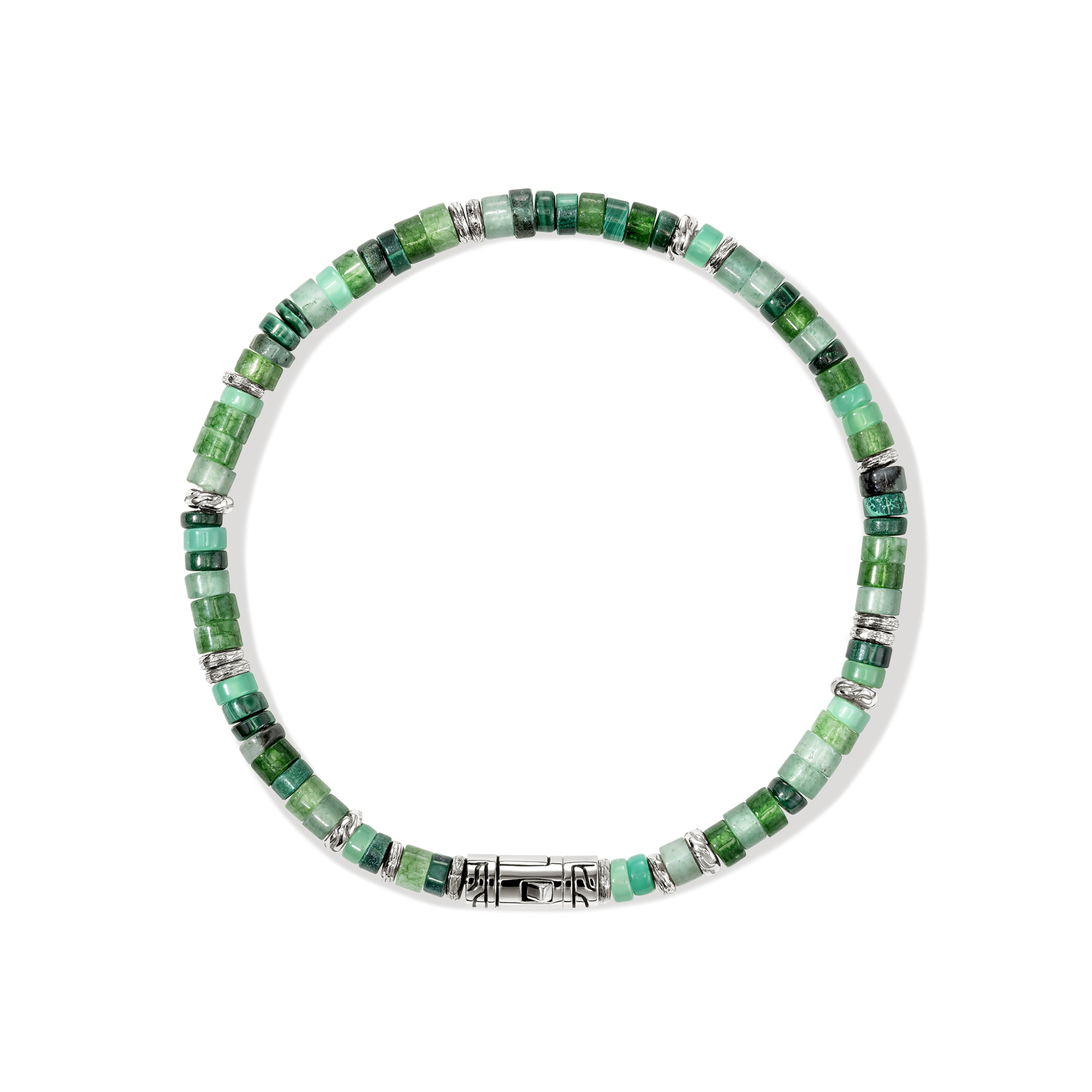 John Hardy Heishi Bracelet, Hardstones & Emeralds - Carter's Collective Fine Jewelry