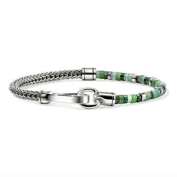 John Hardy Heishi Chain Bracelet, Hardstones & Emeralds - Carter's Collective Fine Jewelry