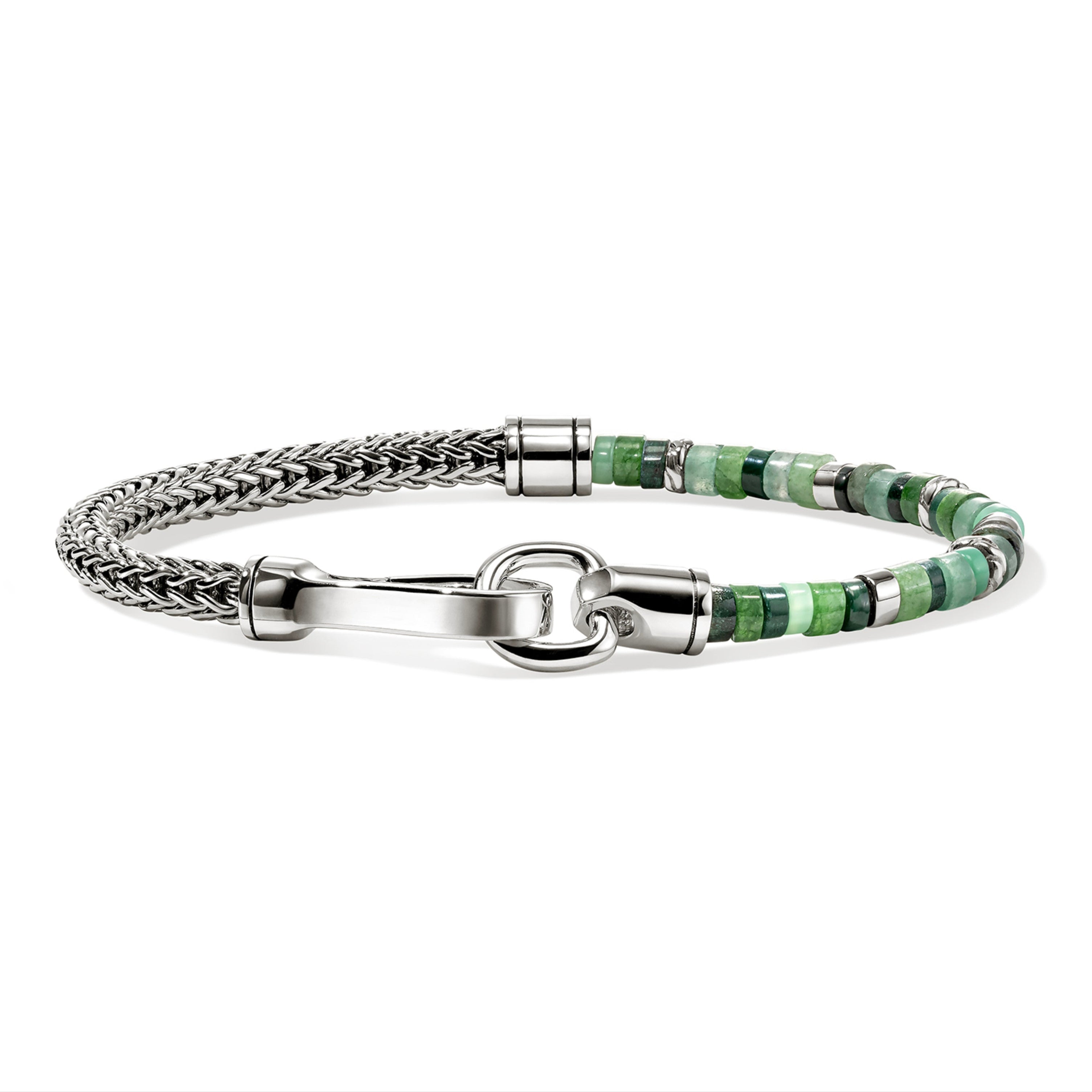 John Hardy Heishi Chain Bracelet, Hardstones & Emeralds - Carter's Collective Fine Jewelry