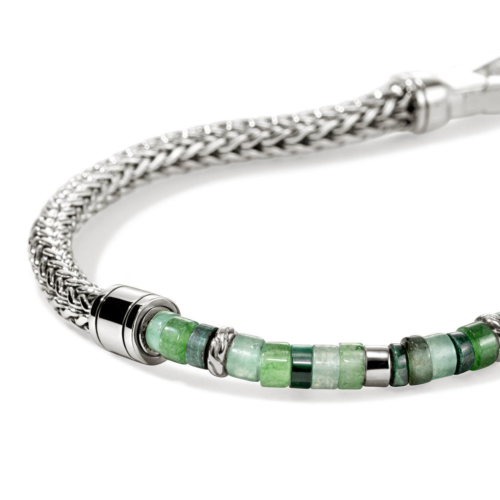John Hardy Heishi Chain Bracelet, Hardstones & Emeralds - Carter's Collective Fine Jewelry