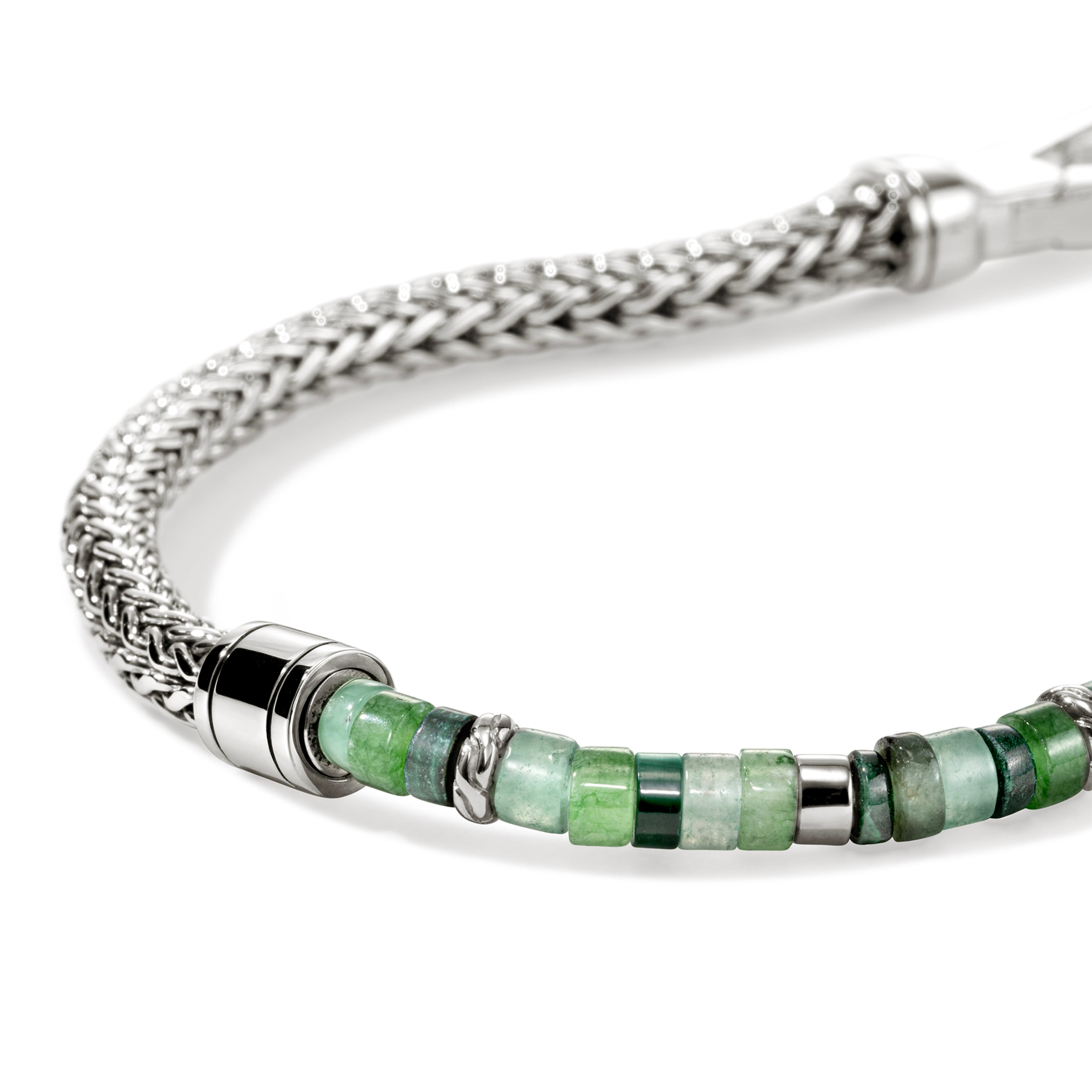 John Hardy Heishi Chain Bracelet, Hardstones & Emeralds - Carter's Collective Fine Jewelry