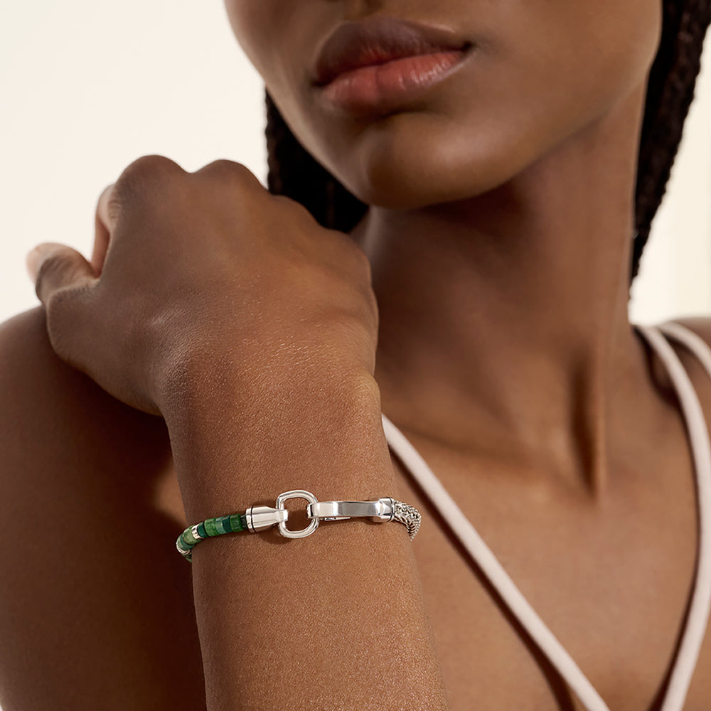 John Hardy Heishi Chain Bracelet, Hardstones & Emeralds - Carter's Collective Fine Jewelry