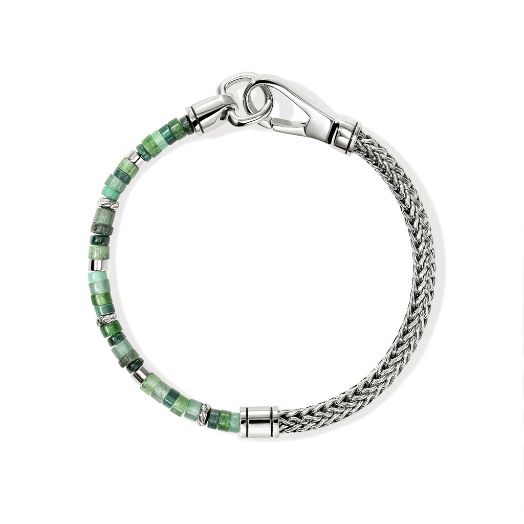 John Hardy Heishi Chain Bracelet, Hardstones & Emeralds - Carter's Collective Fine Jewelry