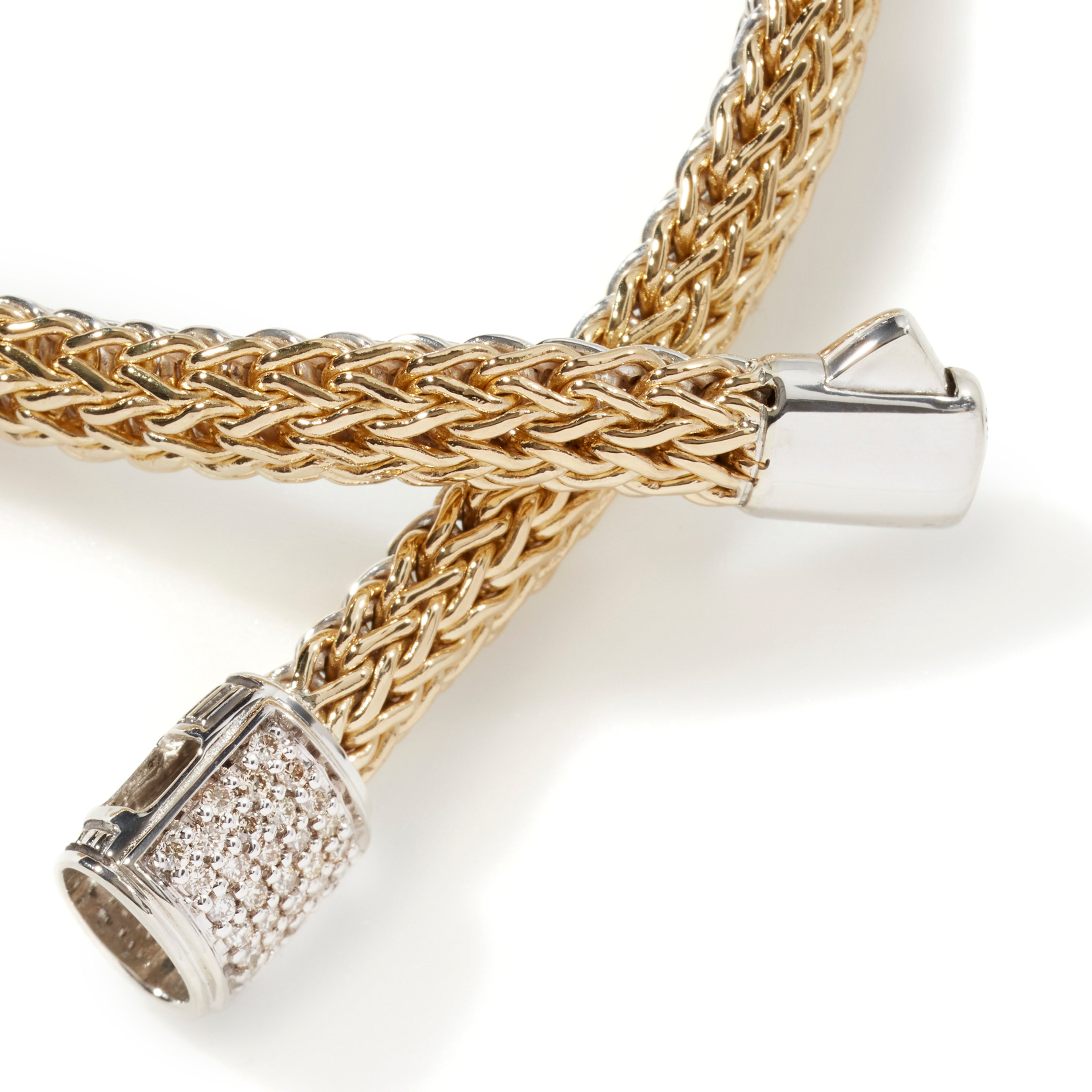 John Hardy Reversible Icon Bracelet, Gold, Silver & Diamonds, 5MM - Carter's Collective Fine Jewelry