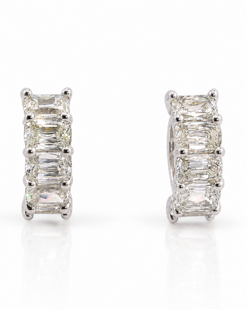 Antique Cushion-Cut Natural Diamond Huggie Hoop Essential Earrings, 3.50 CTTW