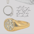 Bespoke Old Mine Cut Natural Diamond Faux Bezel Signet Engagement Ring - Carter's Collective Fine Jewelry