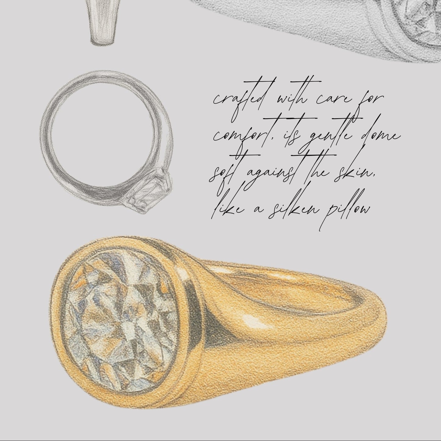 Bespoke Old Mine Cut Natural Diamond Faux Bezel Signet Engagement Ring - Carter's Collective Fine Jewelry