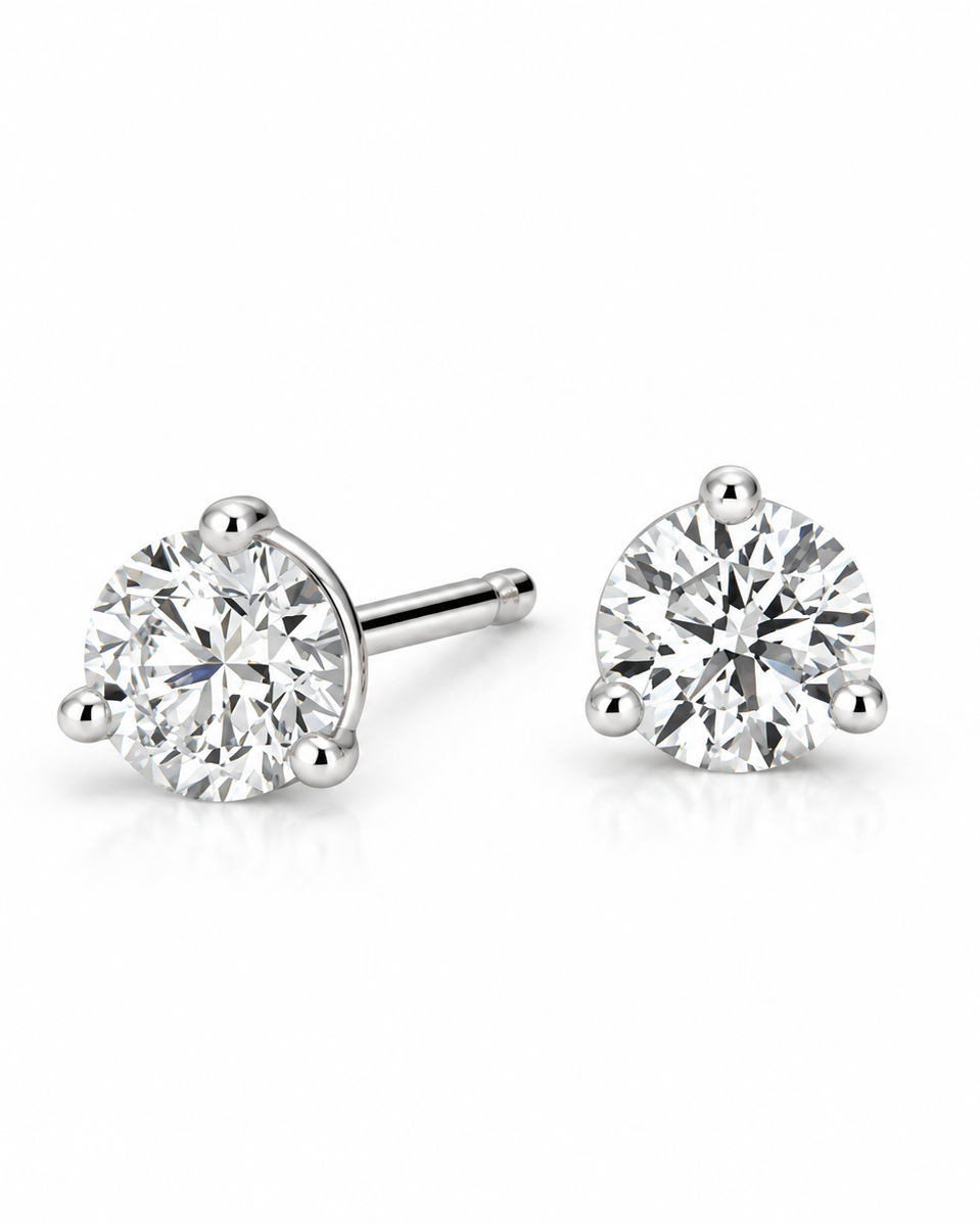 Lab Grown Martini Diamond Stud Earrings, 1/2 CTTW