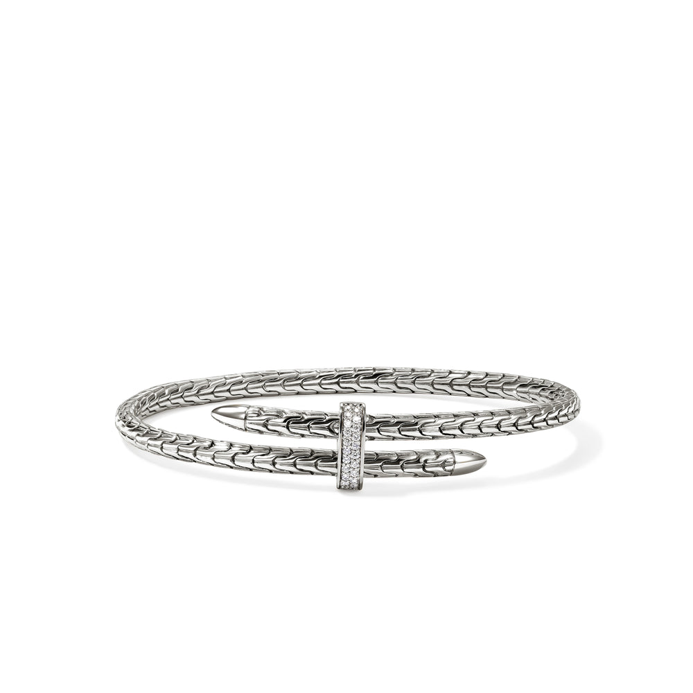 John Hardy Spear Flex Cuff, Diamonds, 0.16 CTTW - Carter's Collective Fine Jewelry