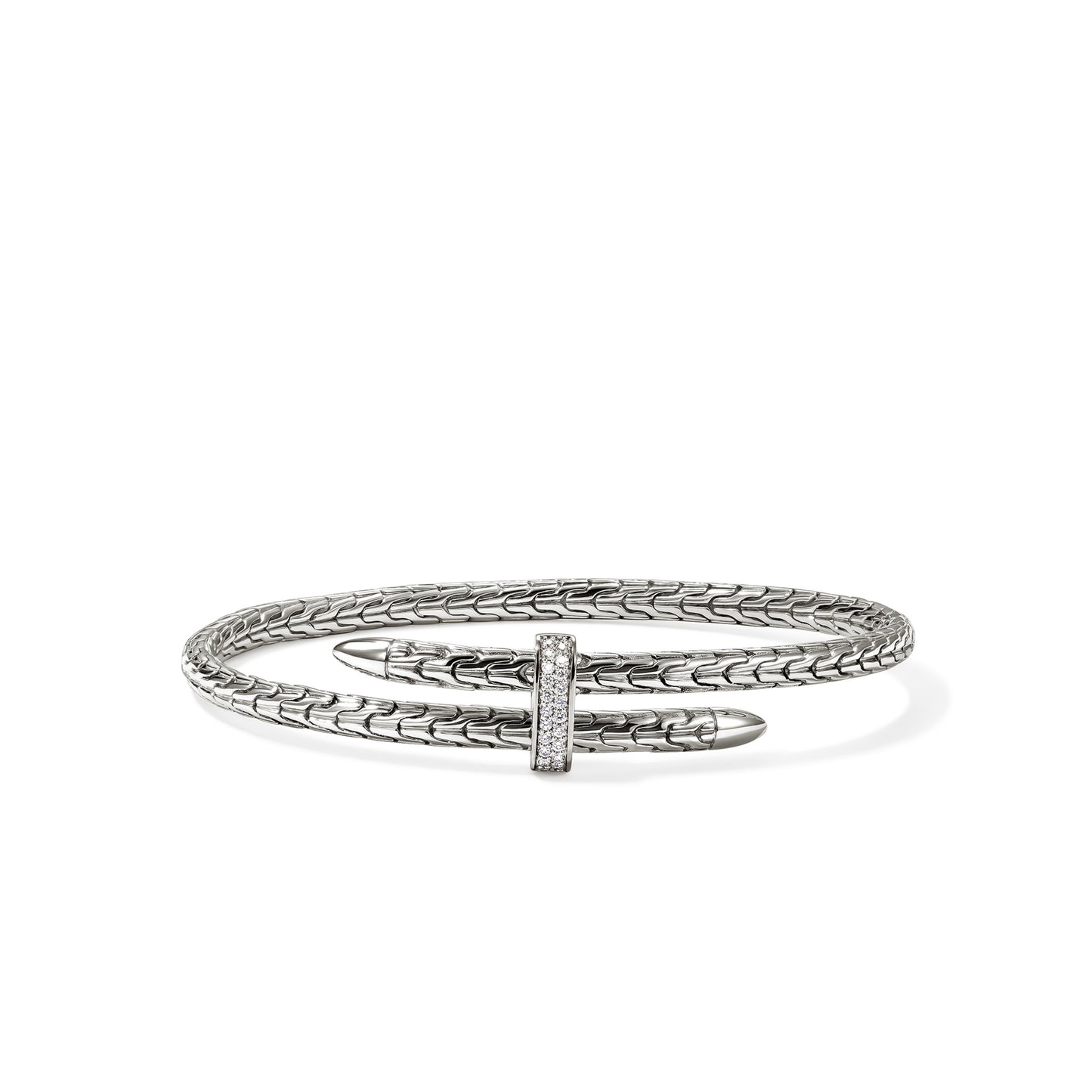 John Hardy Spear Flex Cuff, Diamonds, 0.16 CTTW - Carter's Collective Fine Jewelry