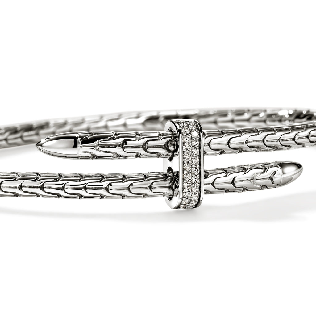 John Hardy Spear Flex Cuff, Diamonds, 0.16 CTTW - Carter's Collective Fine Jewelry