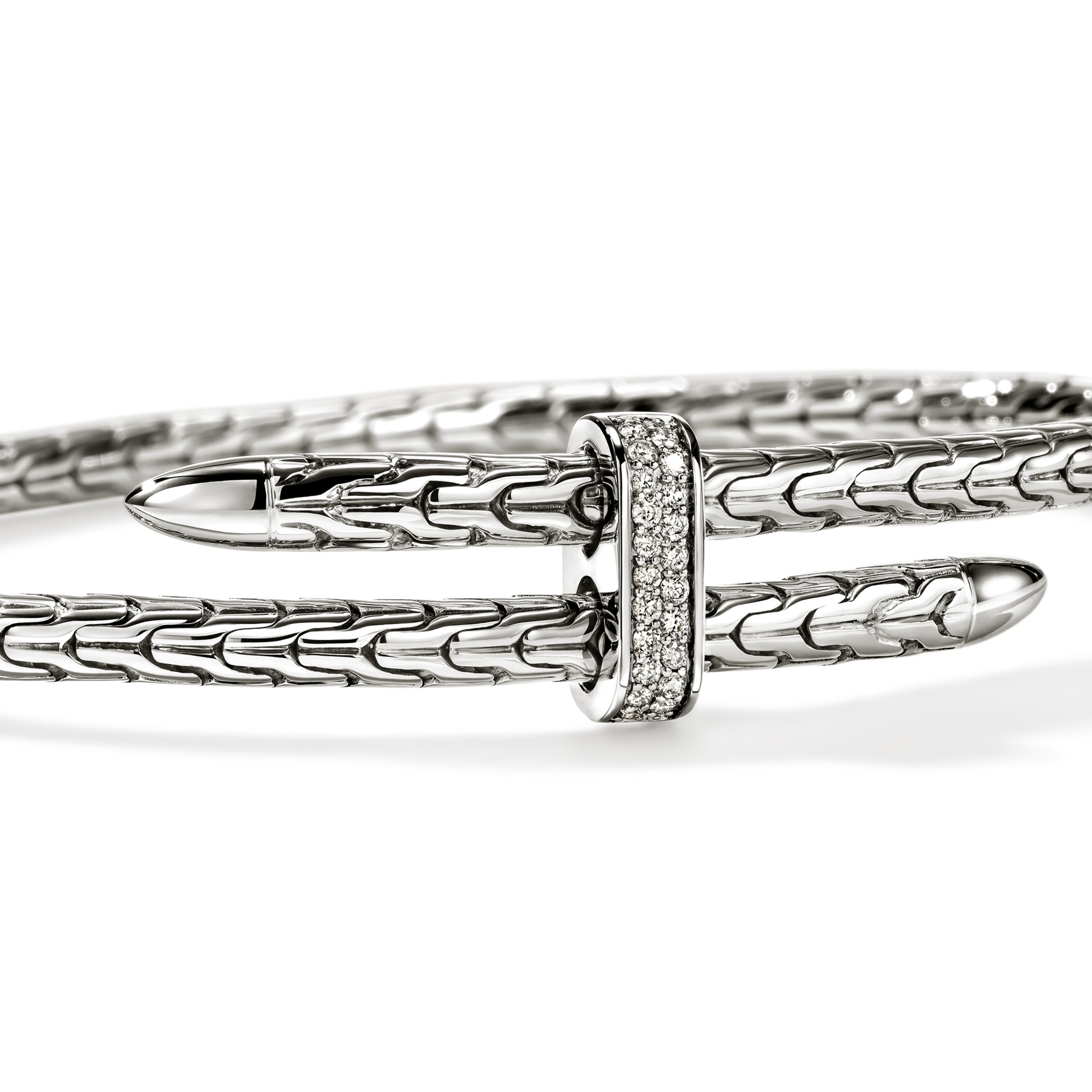 John Hardy Spear Flex Cuff, Diamonds, 0.16 CTTW - Carter's Collective Fine Jewelry
