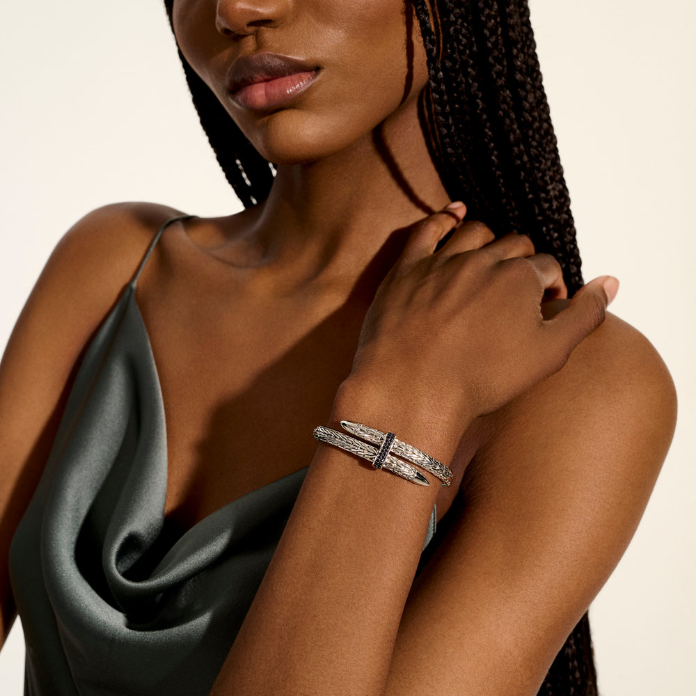 John Hardy Spear Flex Cuff, Black Sapphire - Carter's Collective Fine Jewelry