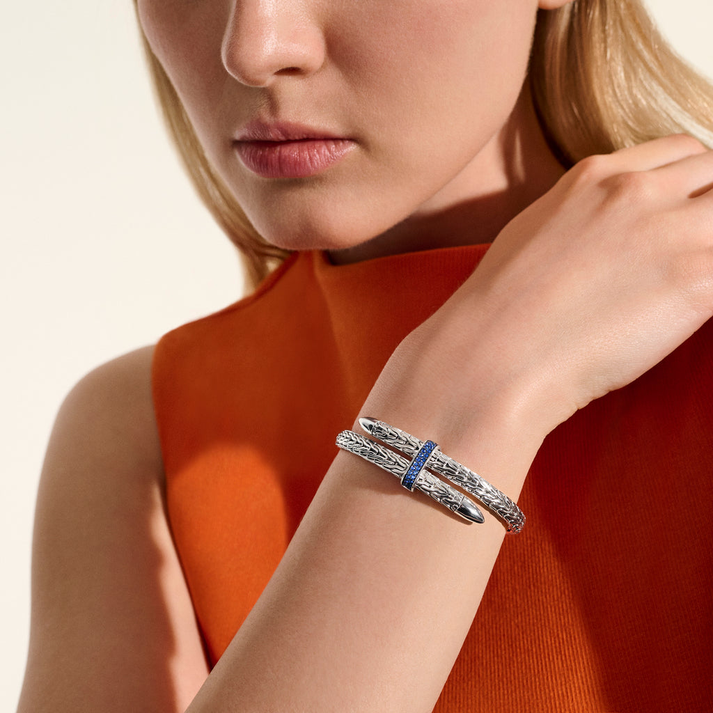 John Hardy Spear Flex Cuff, Blue Sapphire - Carter's Collective Fine Jewelry