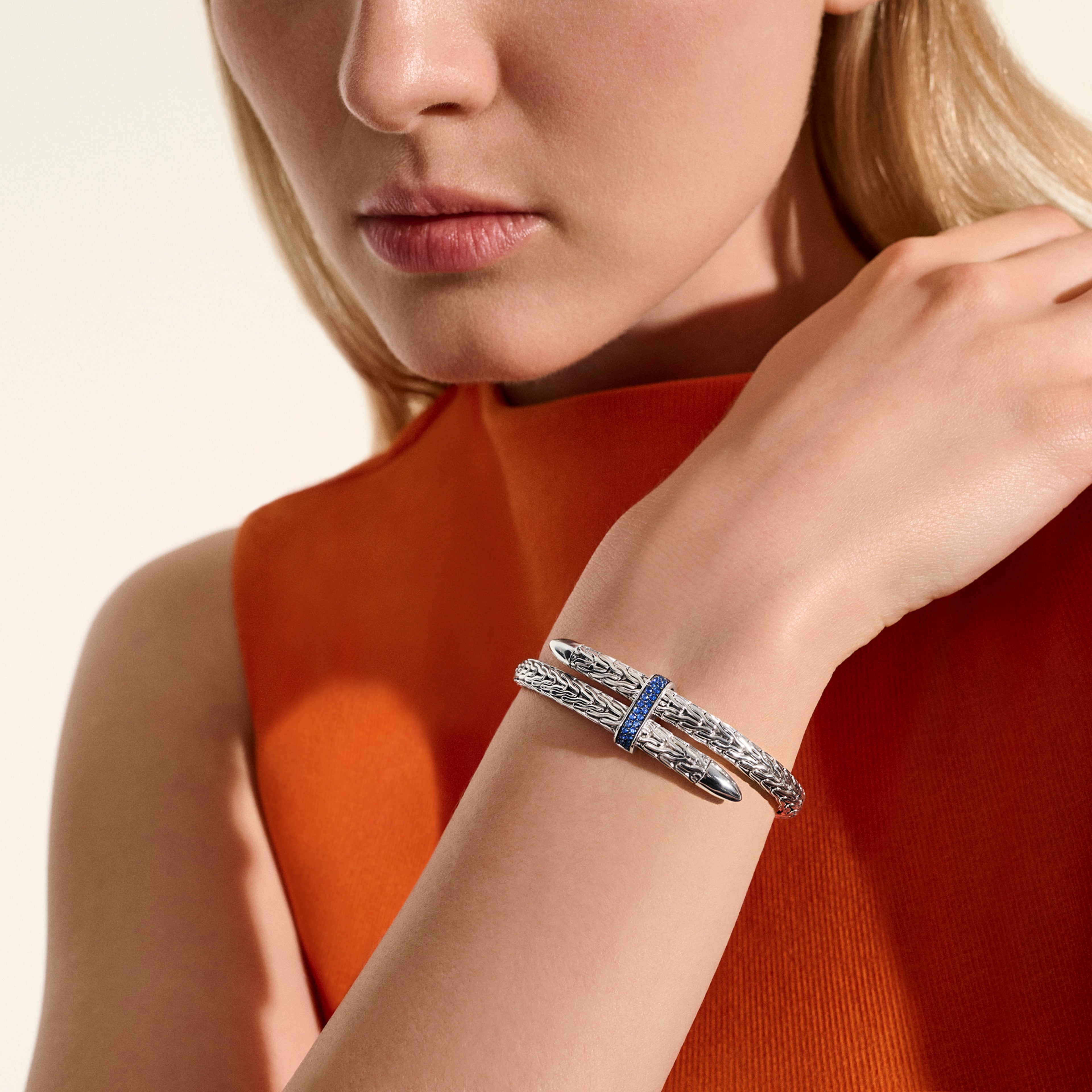 John Hardy Spear Flex Cuff, Blue Sapphire - Carter's Collective Fine Jewelry