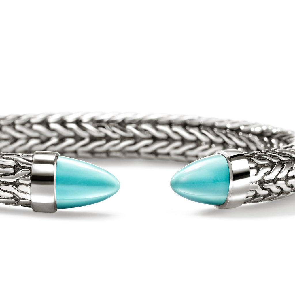 John Hardy Spear 50 Flex Cuff, Turquoise - Carter's Collective Fine Jewelry