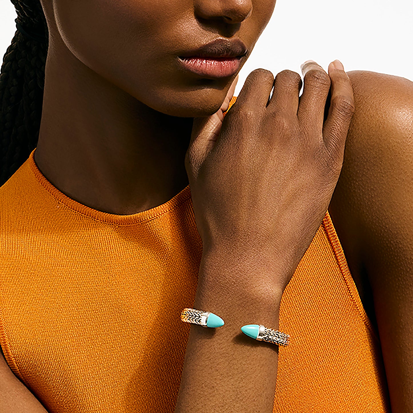 John Hardy Spear 50 Flex Cuff, Turquoise - Carter's Collective Fine Jewelry