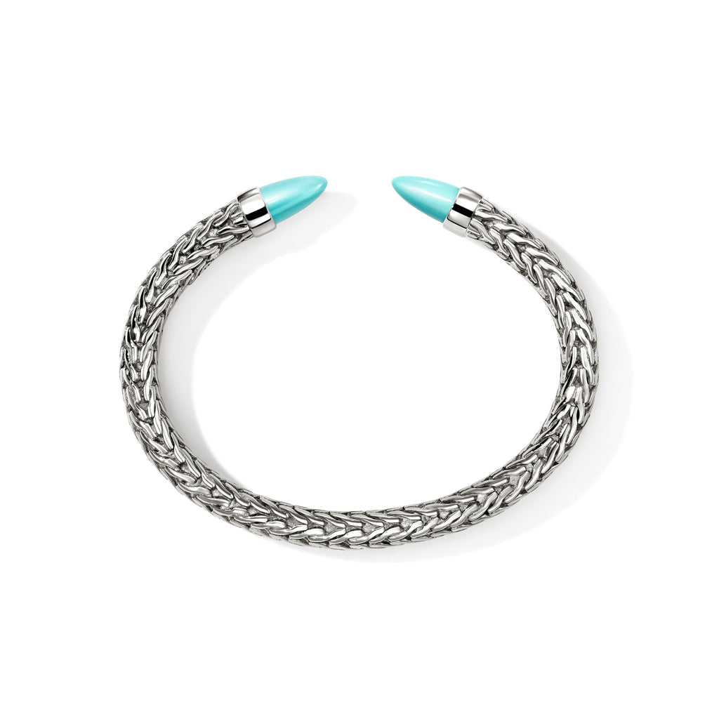 John Hardy Spear 50 Flex Cuff, Turquoise - Carter's Collective Fine Jewelry