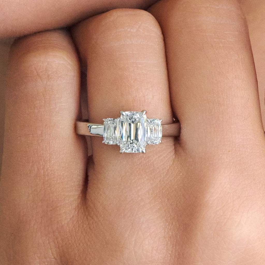 Natural Antique Cushion Diamond Three Stone Engagement Ring, 1.61 CTTW - Carter's Collective Fine Jewelry