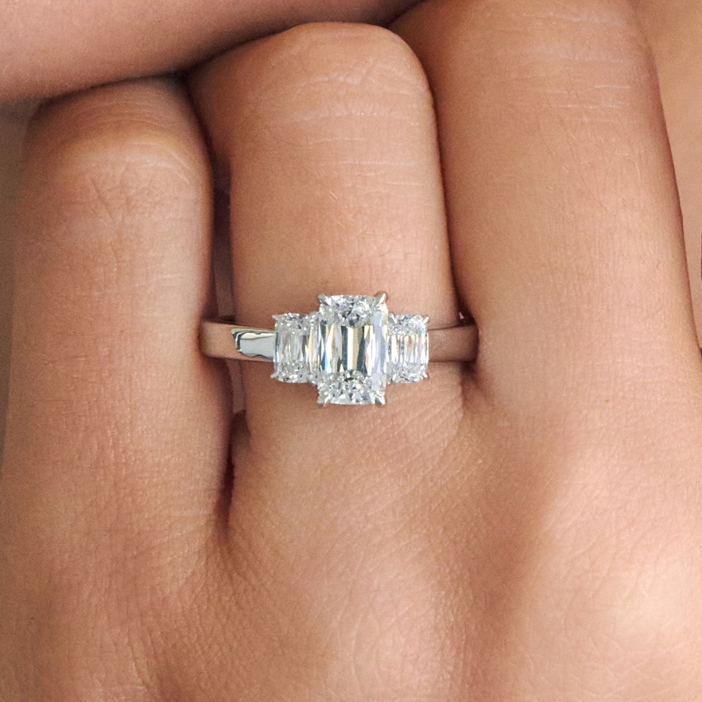 Natural Antique Cushion Diamond Three Stone Engagement Ring, 1.61 CTTW - Carter's Collective Fine Jewelry