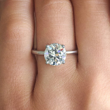 Poppy Old European Cut Natural Diamond Hidden Halo Solitaire Engagement Ring, 1.60 CTTW - Carter's Collective Fine Jewelry
