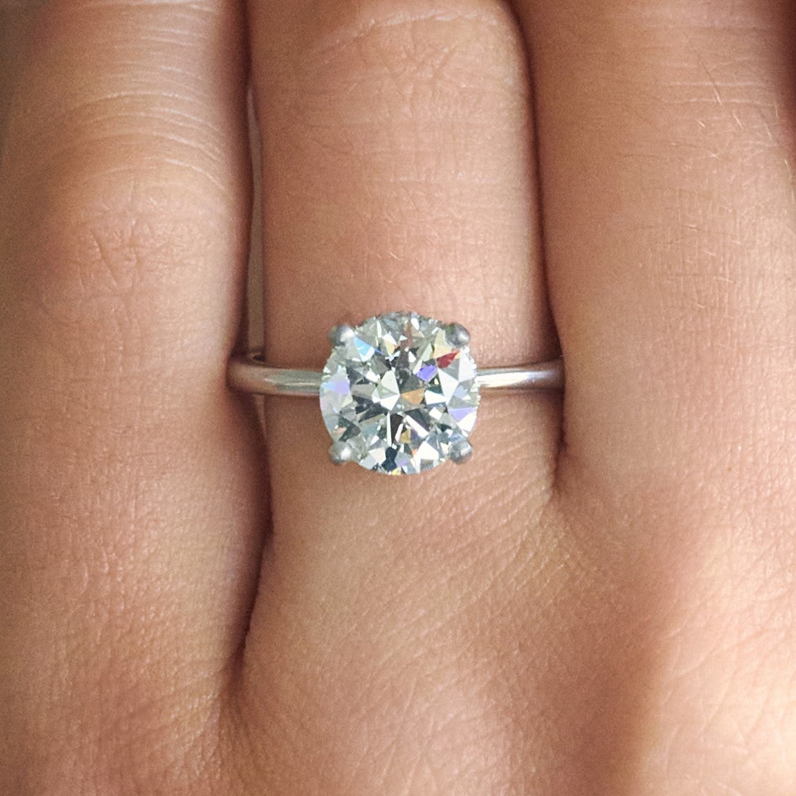 Poppy Old European Cut Natural Diamond Hidden Halo Solitaire Engagement Ring, 1.60 CTTW - Carter's Collective Fine Jewelry